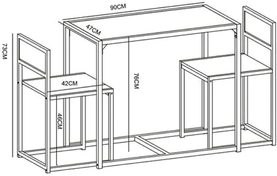 Juego de Comedor Industrial de Madera y Metal | Mesa con Sillas o Bancas | Set para 2 o 4 Personas (4 Sillas - Set para 4 Personas)