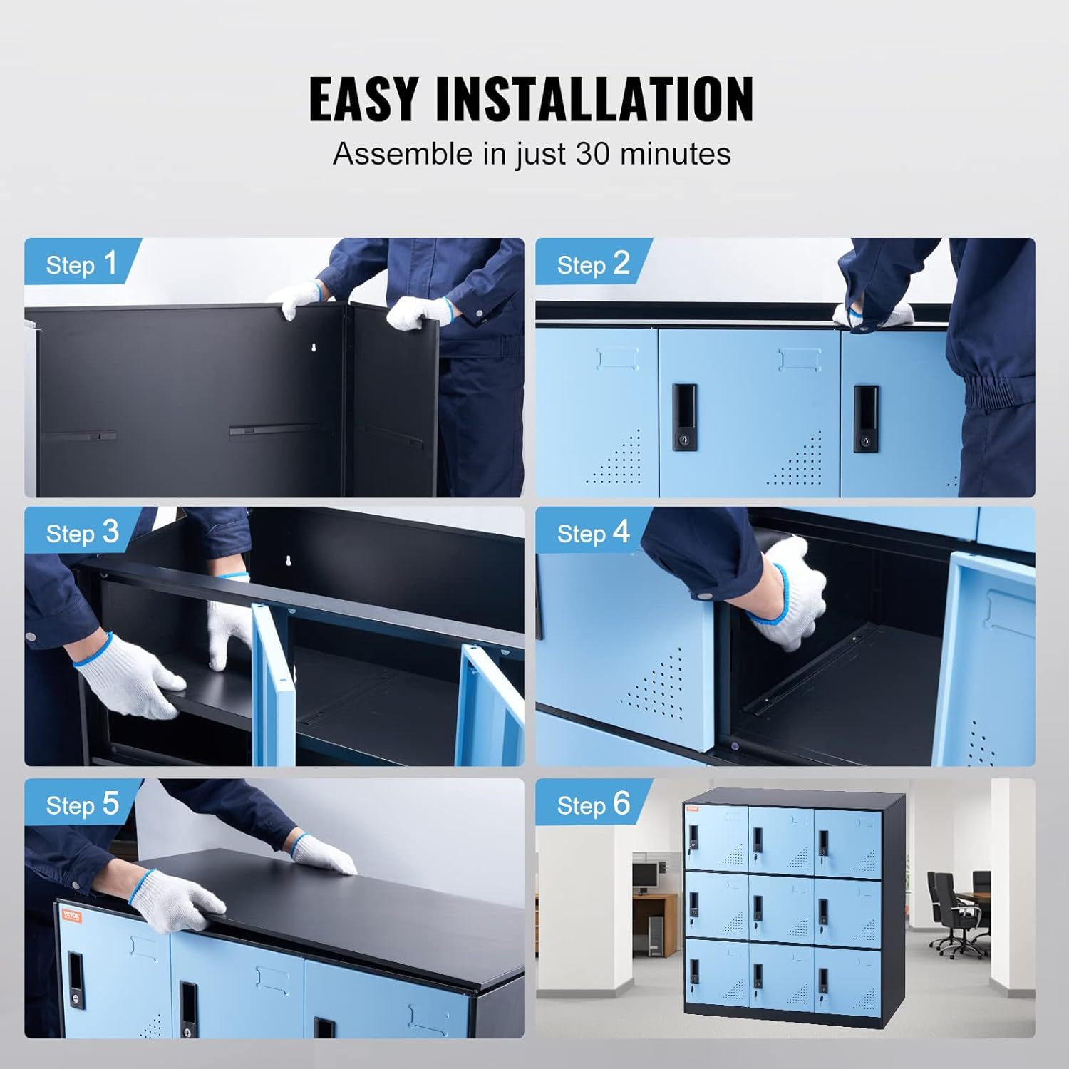 Metal Storage Cabinet with Wheels, 75'' Locking Steel Storage Cabinet with 2 Magnetic Doors and 4 Adjustable Shelves for Office, Garage, Home