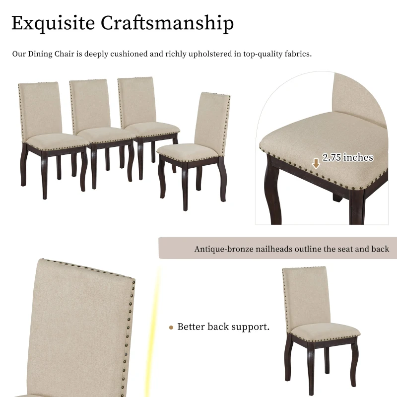 Juego de mesa de comedor de 5 piezas, mesa redonda extensible con base en forma de X y 4 sillas tapizadas, longitud ajustable de 42 a 58 pulgadas