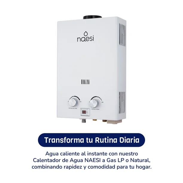 Calentador de Agua de Paso Naesi AN201 6 Litros Uso Exclusivo para Gas LP