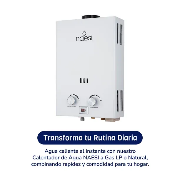 Calentador de Agua de Paso Naesi AN201 6 Litros Uso Exclusivo para Gas LP