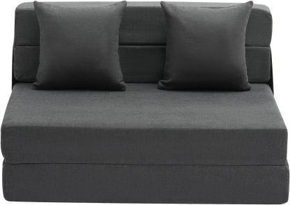 VEVOR - Sofá Cama Plegable 3 en 1 con 2 Almohadas y Funda Lavable, 25D de Espuma viscoelástica Convertible de Alta Densidad, sofá de futón para Sala de Estar, recámara, Gris Oscuro (Individual)
