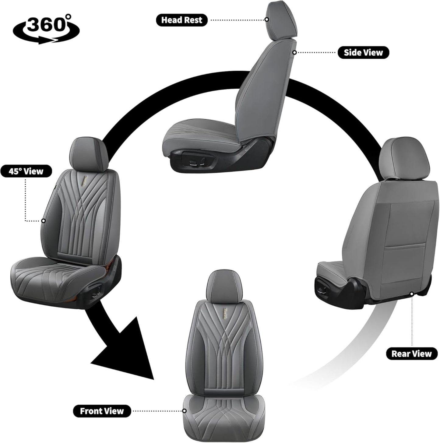 FLORICH - Juego completo de fundas de asiento de piel, fundas universales para 5 asientos, protector de asiento de coche, cojín de piel para asiento de coche, fundas de asiento de automóvil marrones,
