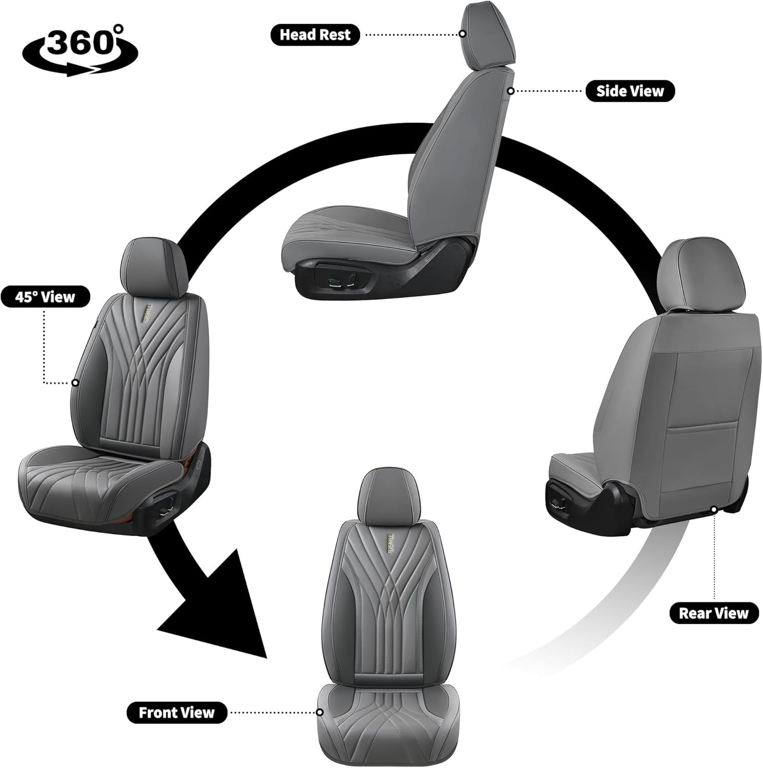 FLORICH - Juego completo de fundas de asiento de piel, fundas universales para 5 asientos, protector de asiento de coche, cojín de piel para asiento de coche, fundas de asiento de automóvil marrones,