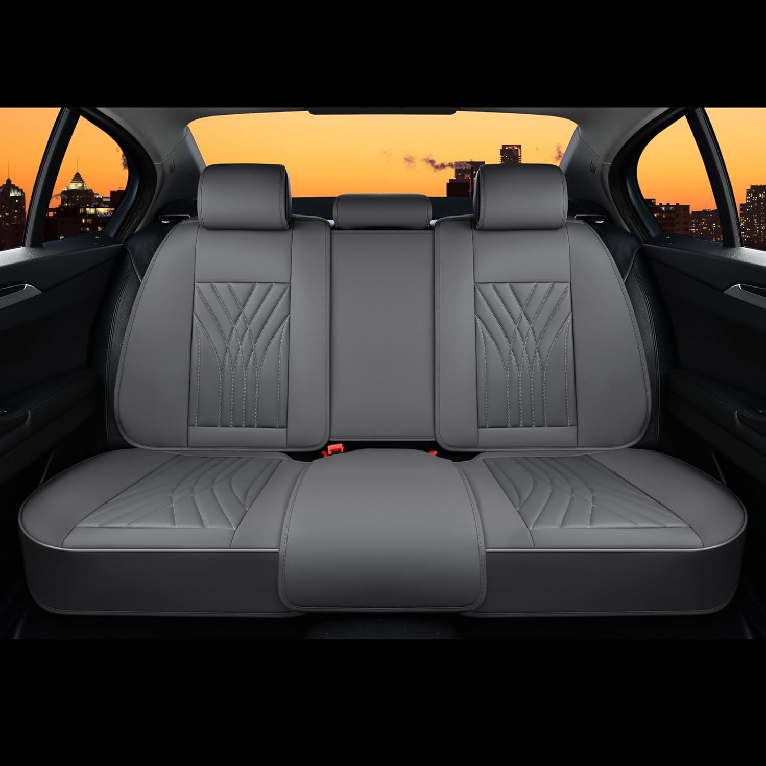 FLORICH - Juego completo de fundas de asiento de piel, fundas universales para 5 asientos, protector de asiento de coche, cojín de piel para asiento de coche, fundas de asiento de automóvil marrones,