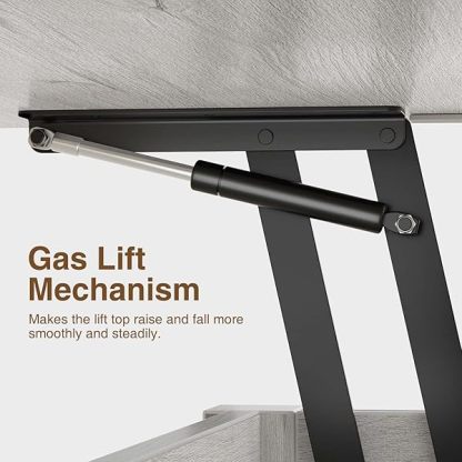 Mesa de centro con cubierta elevable, convertible, multifunción, con cajones y compartimiento oculto, se convierte en mesa de comedor, para sala de estar, oficina en casa, gris