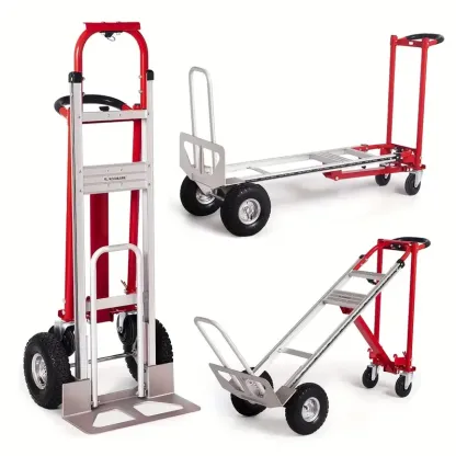 Carro industrial plegable de alta resistencia con capacidad de 1000 libras, diseño 3 en 1, con 4 ruedas, plataforma plegable, carretilla de mano de aluminio para mudanzas en almacenes, supermercados, jardines.
