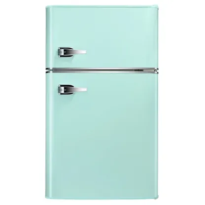 R.W.FLAME Puerta doble 3.2 Cu. Pie. Frigorífico compacto Mini frigorífico con congelador