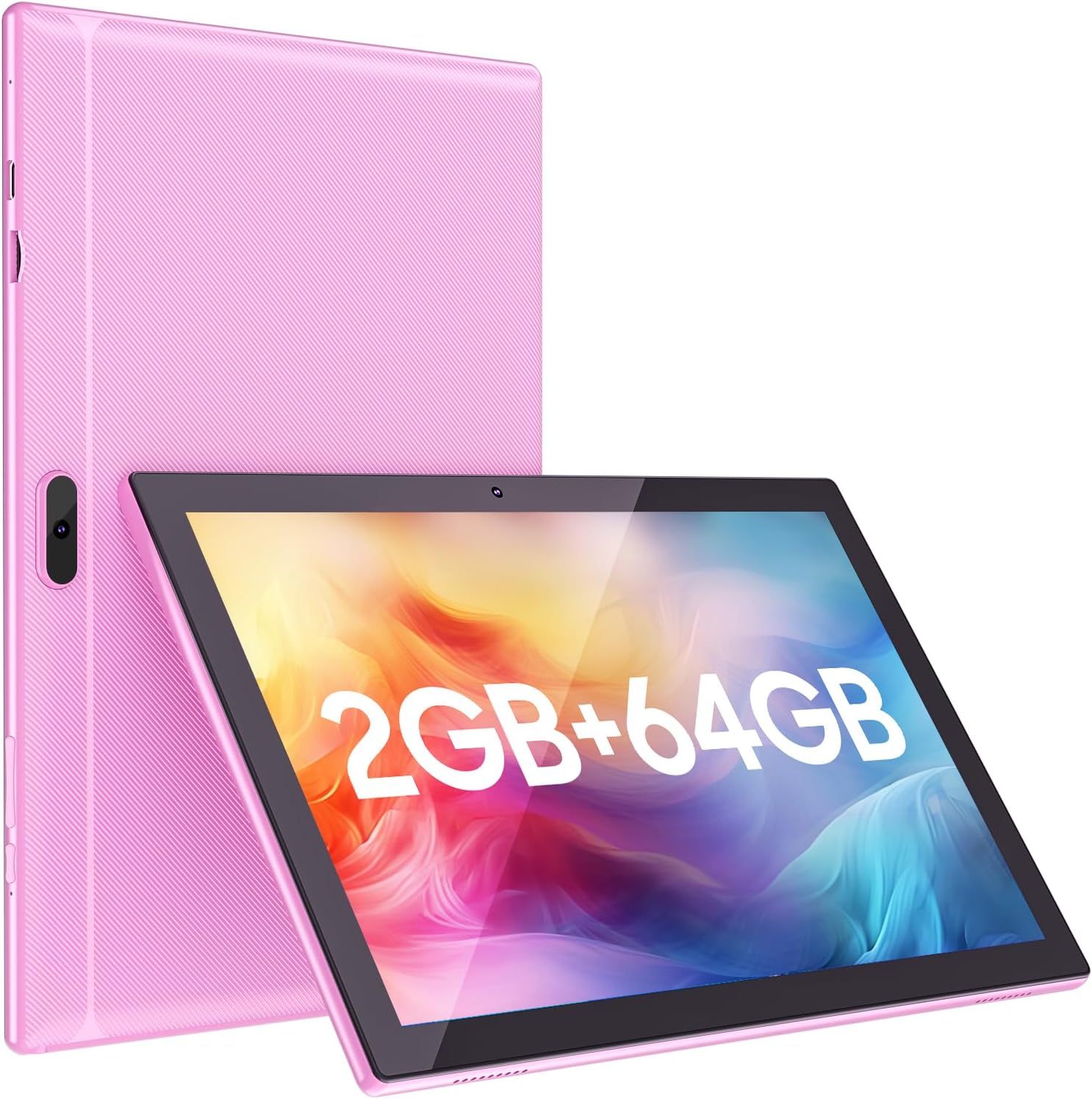 Tablet con teclado 2 en 1, Android 11, 10.1 pulgadas FHD, con teclado/mouse/funda/lápiz capacitivo/película templada, 64 GB+2 GB, Wi-Fi, cámara dual 8 MP, procesador quad core, batería 6,000 mAh, rosa