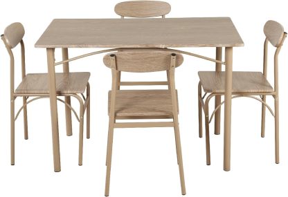Kingshouse | Comedor 4 Sillas con Mesa – Madera MDF Estructura Metálica - Negro – Moderno Minimalista - para 4 Personas