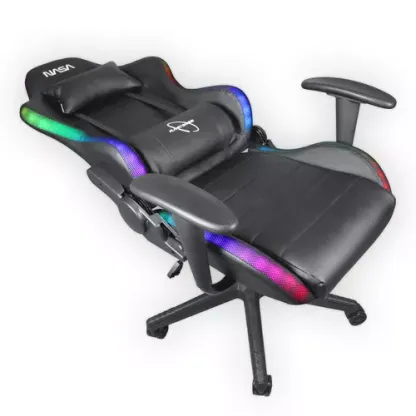 Silla De Escritorio Nasa Pro Gamer Ergonómica Con Luces Led Color Negro Material del tapizado Cuero sintético