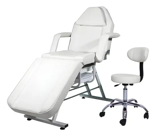 Silla Facial Profesional Cama Reclinable Sillón Masaje Spa Blanco Reclinable