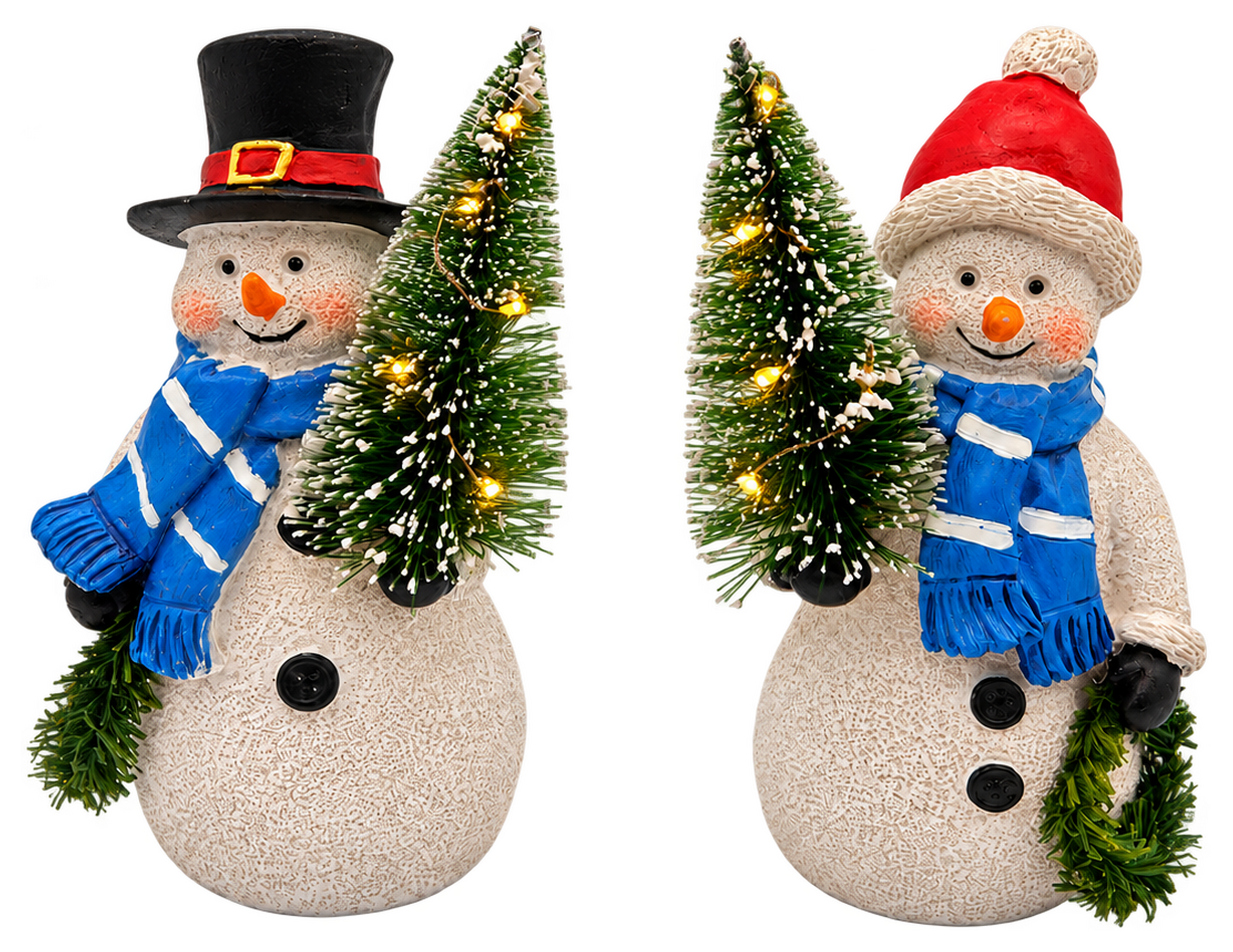 Ayn Craft Christmas Decorations Indoor Lighted Resin Snowman Figurines Duo 5.3'' Tall