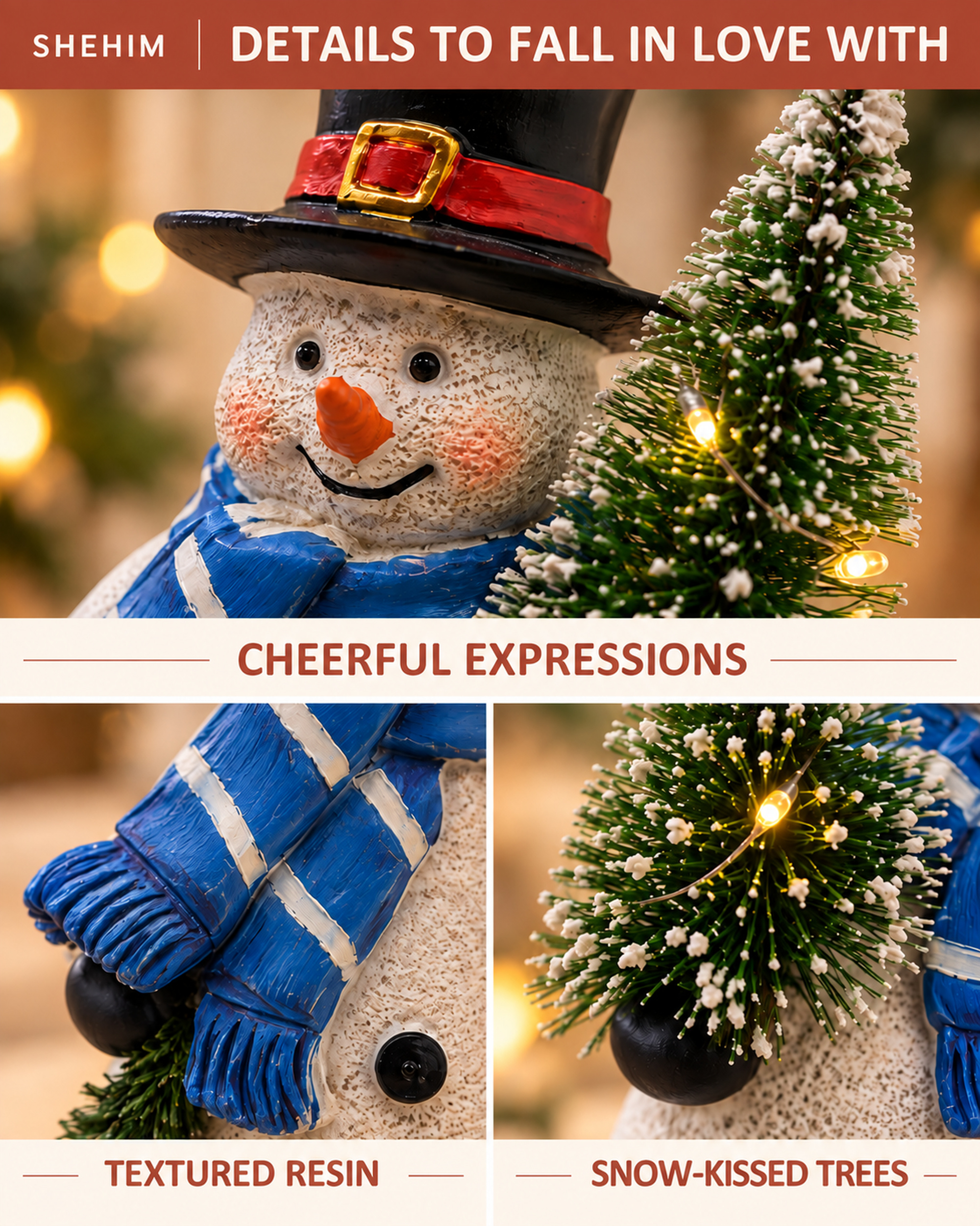 Ayn Craft Christmas Decorations Indoor Lighted Resin Snowman Figurines Duo 5.3'' Tall