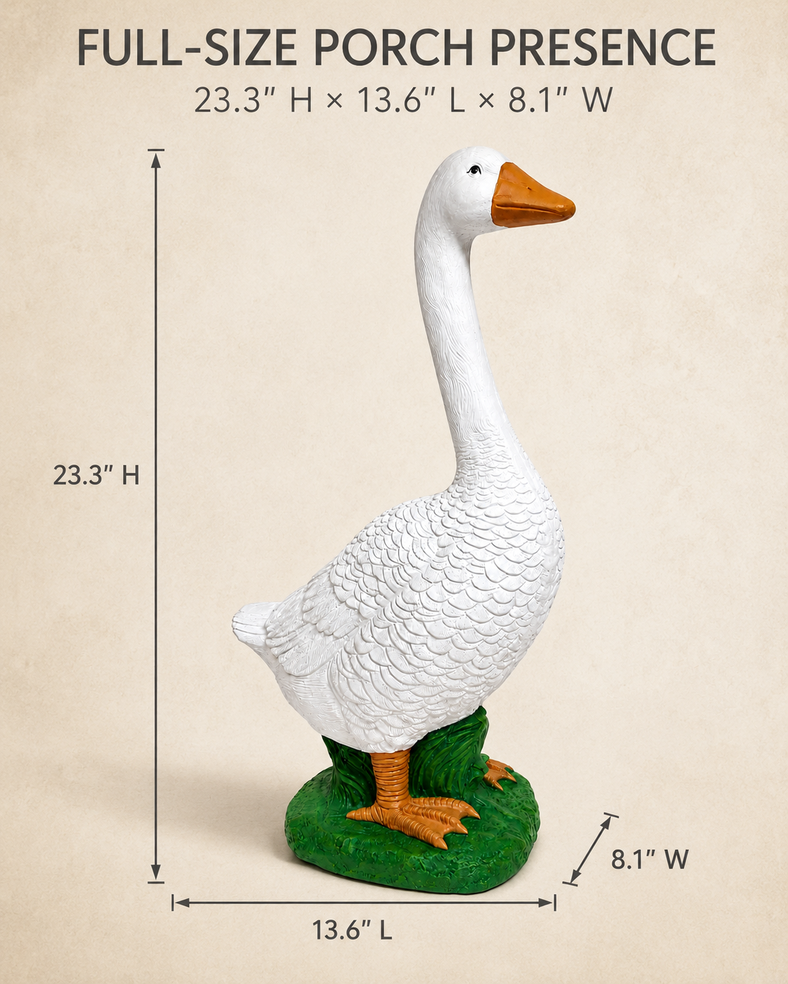 Porch Goose 23 inch Large Resin Outdoor Garden Statue Lawn Ornaments