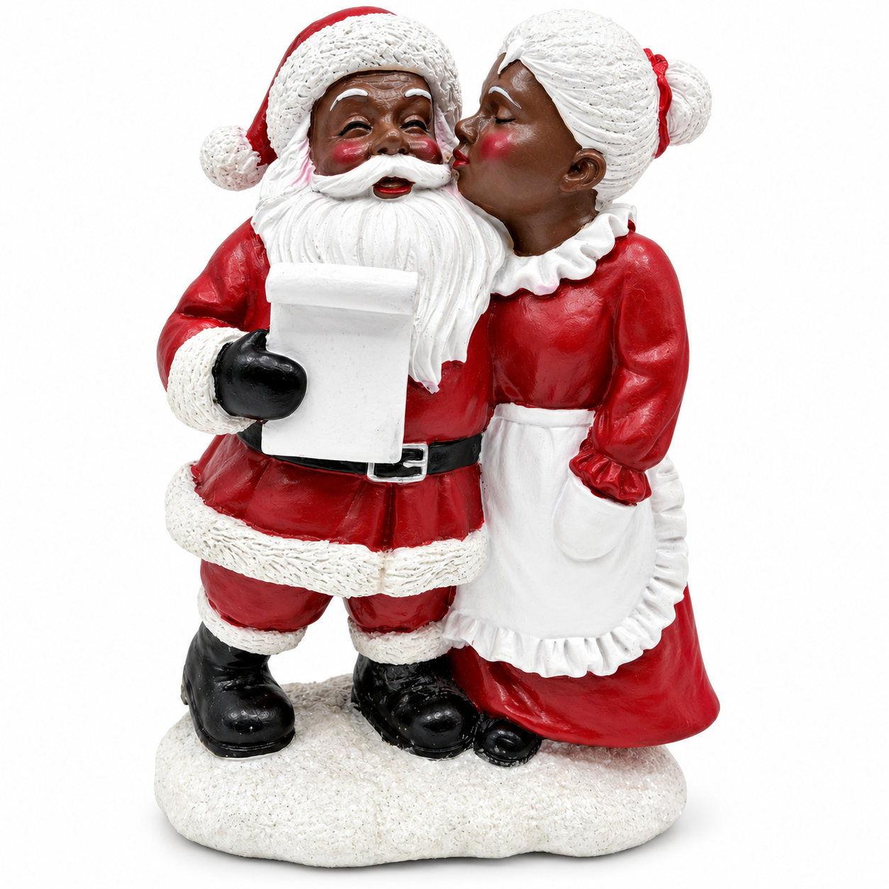  8-Inch African American Santa & Mrs. Claus Resin Christmas Figurine
