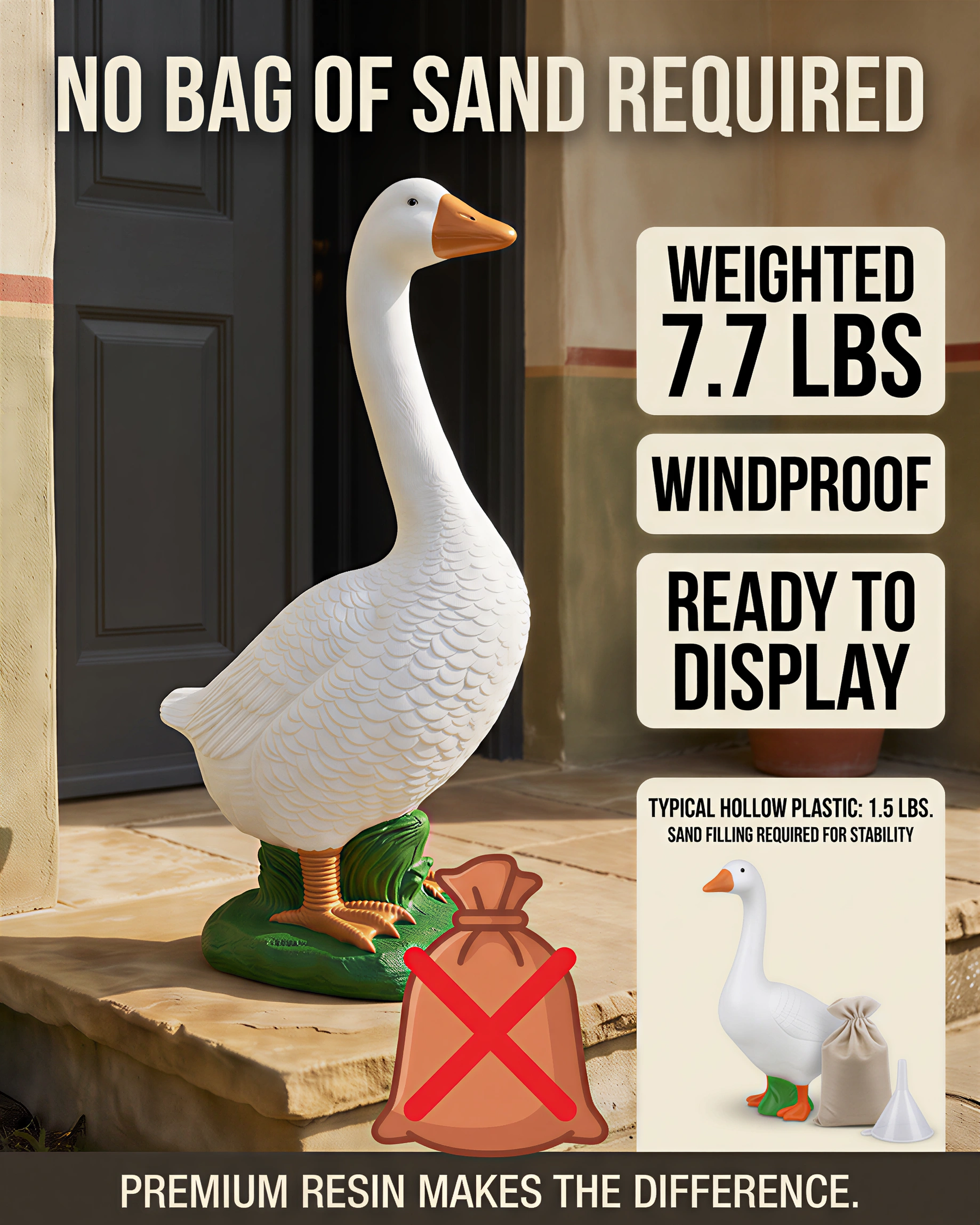 Porch Goose 23 inch Large Resin Outdoor Garden Statue Lawn Ornaments