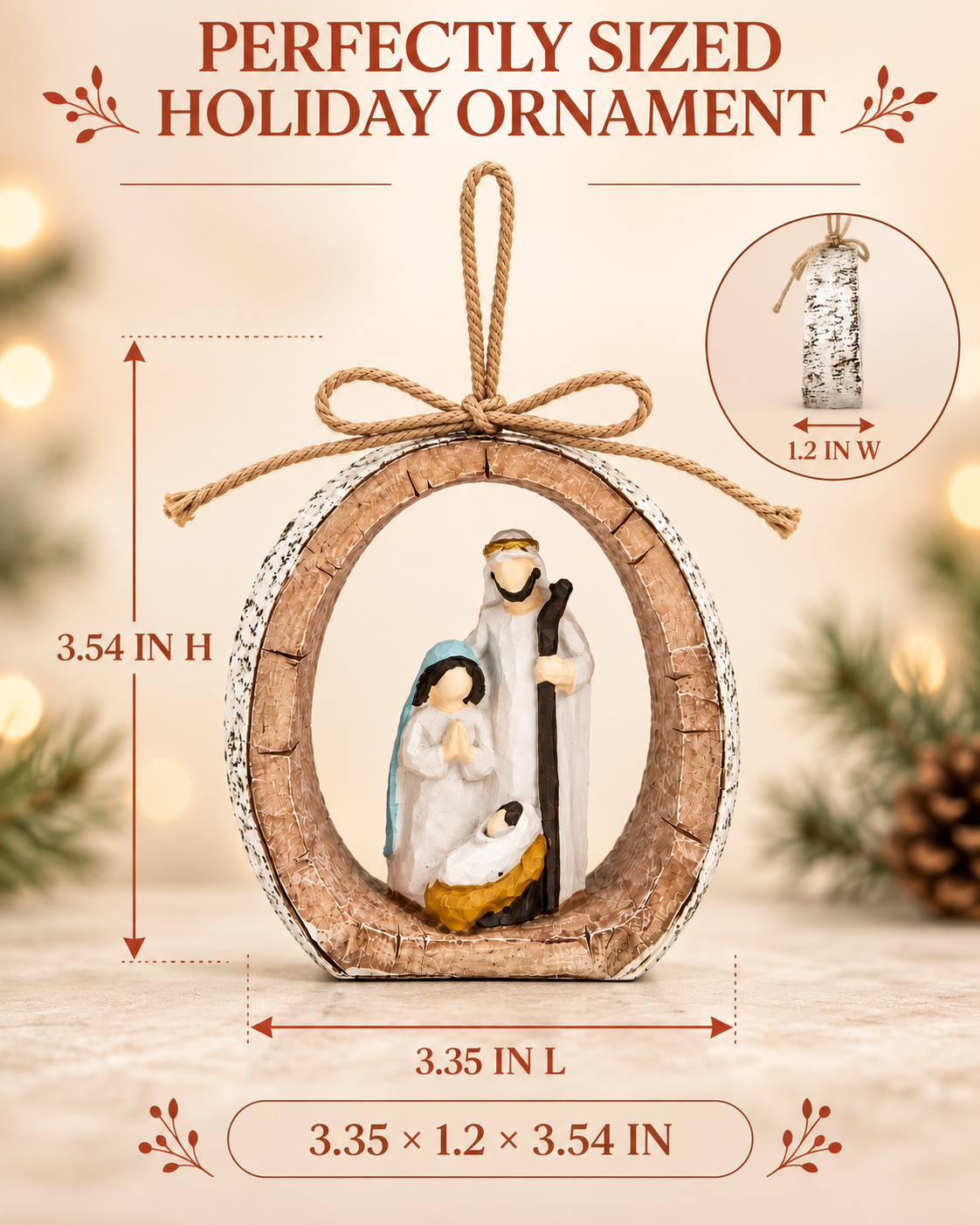 Nativity Ornament, Resin Holy Family Religious Christmas Ornaments