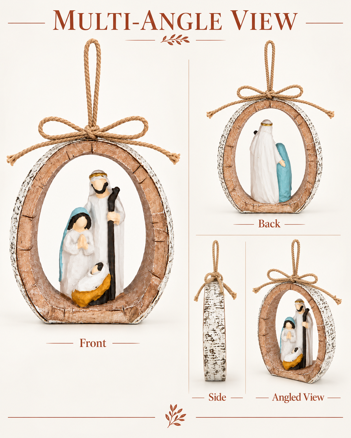 Nativity Ornament, Resin Holy Family Religious Christmas Ornaments