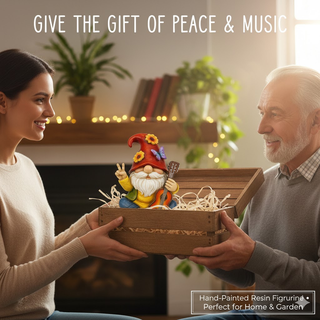  Peace Sign Garden Gnome Figurine Outdoor Statue