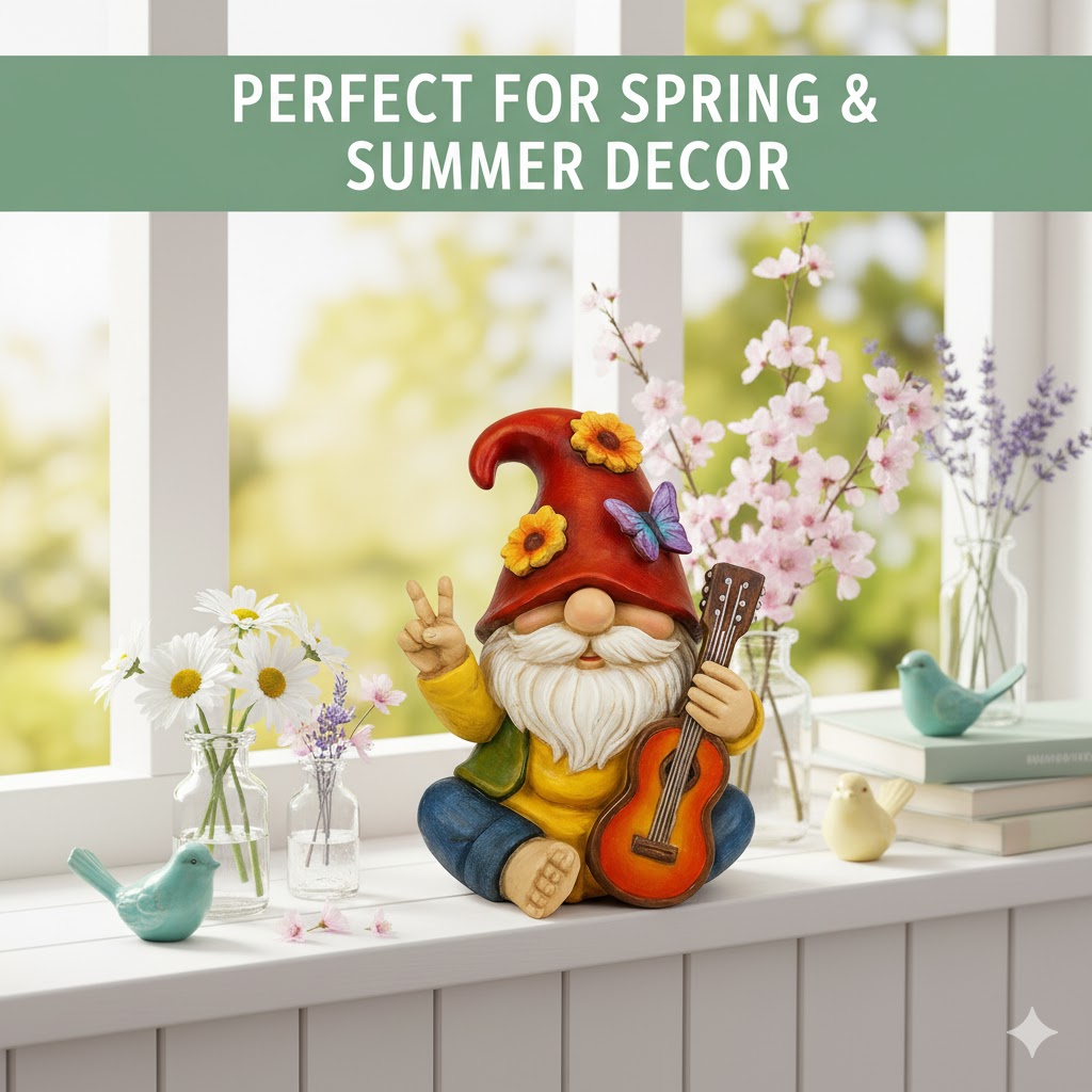  Peace Sign Garden Gnome Figurine Outdoor Statue