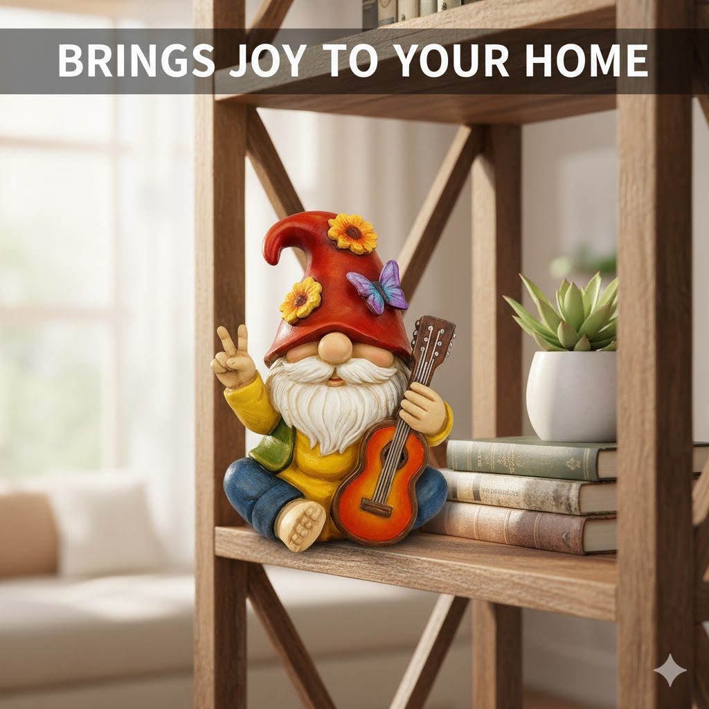  Peace Sign Garden Gnome Figurine Outdoor Statue