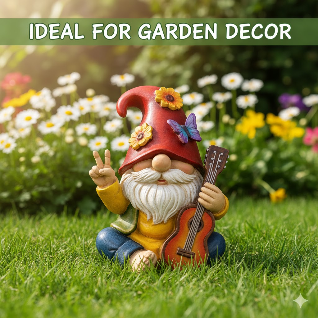  Peace Sign Garden Gnome Figurine Outdoor Statue