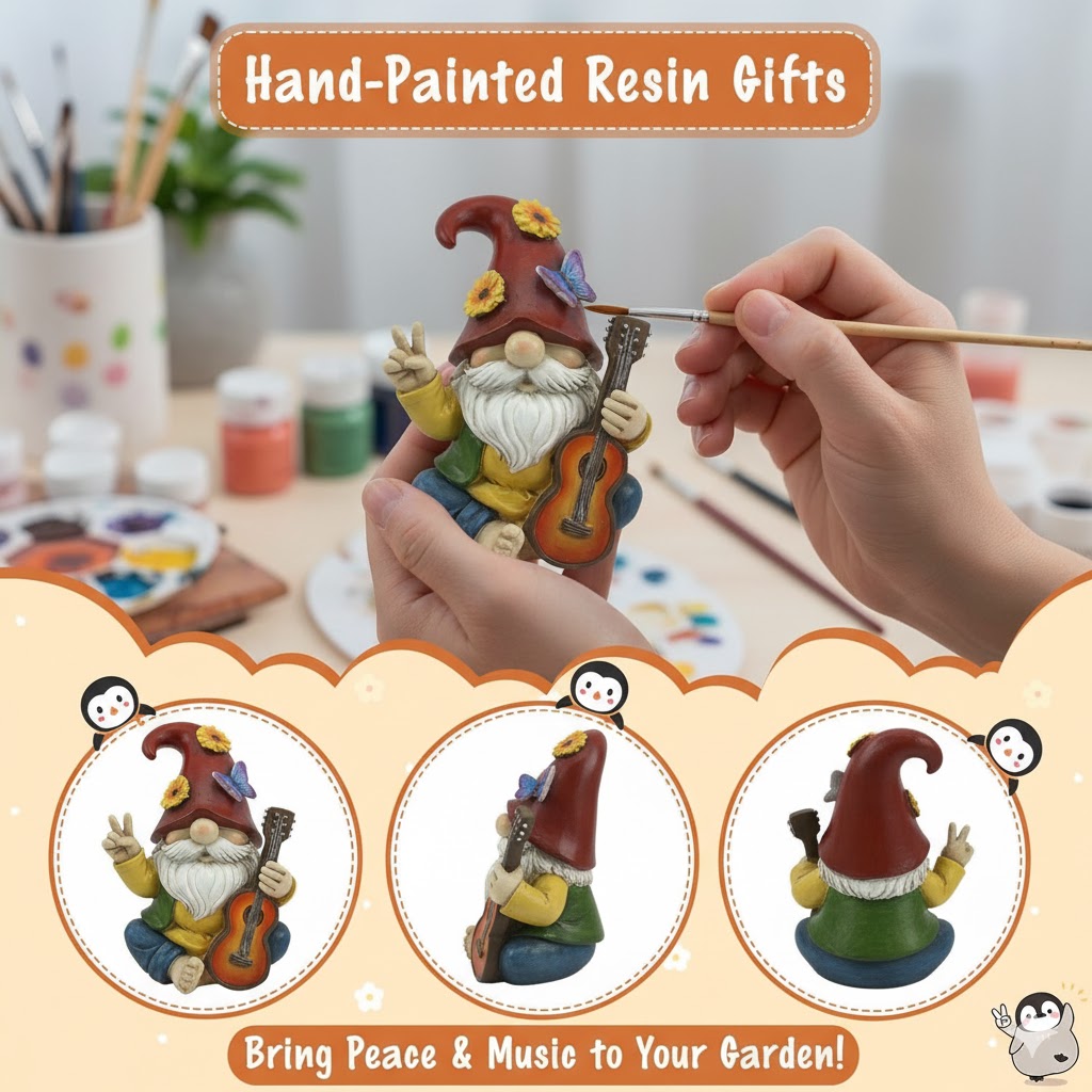  Peace Sign Garden Gnome Figurine Outdoor Statue