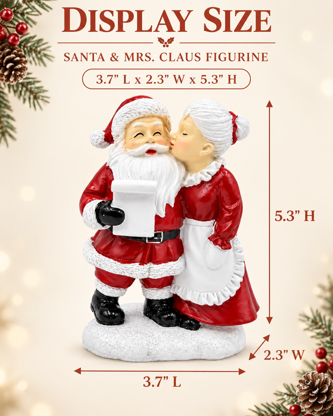 Mrs. Claus Resin Christmas Figurine Seasonal Décor Gift
