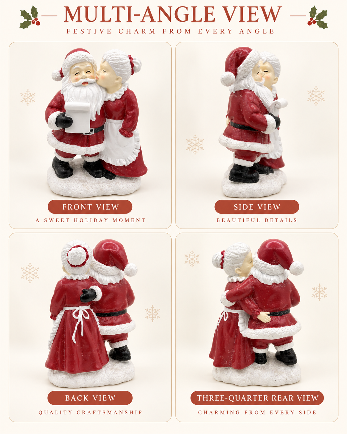Mrs. Claus Resin Christmas Figurine Seasonal Décor Gift