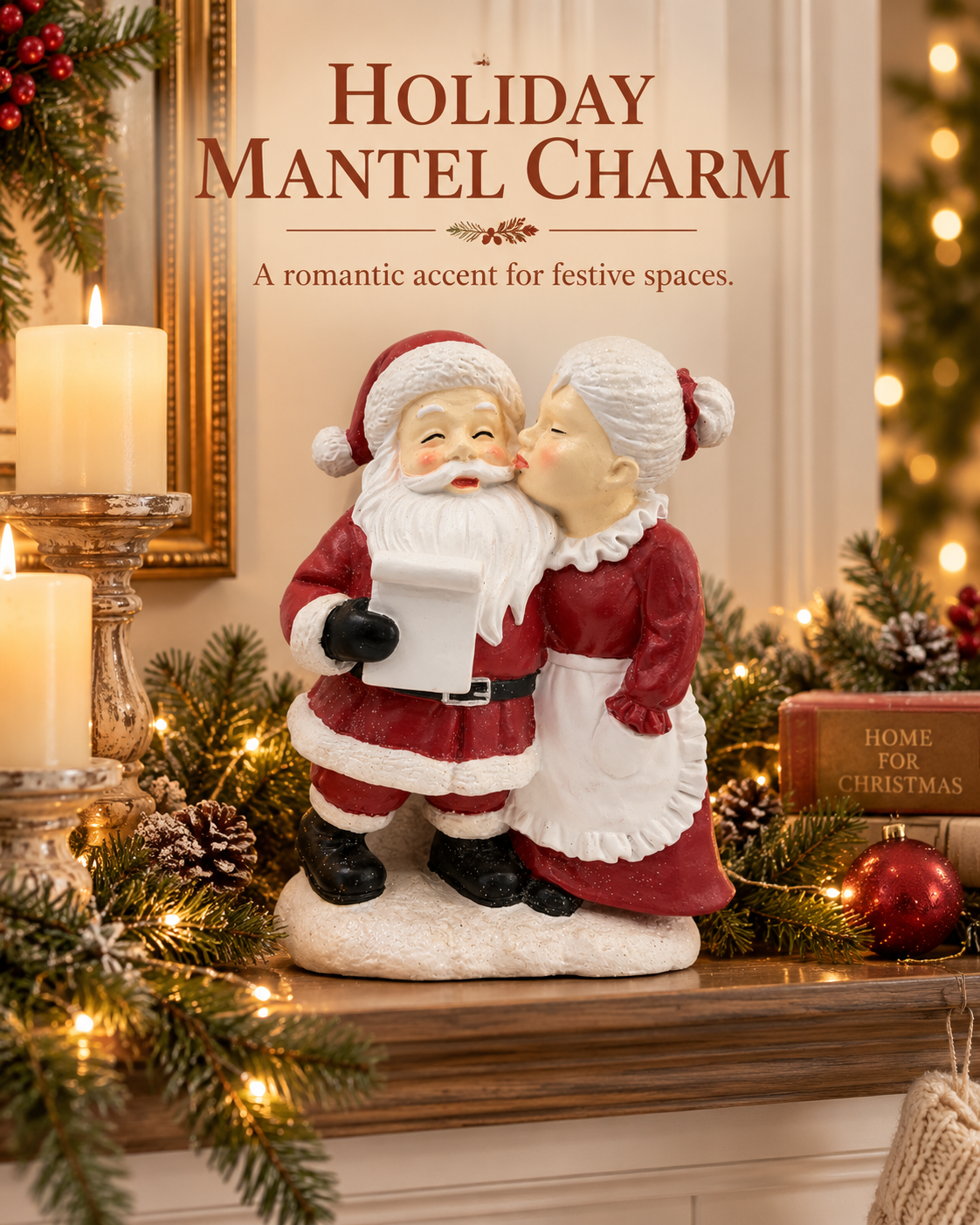 Mrs. Claus Resin Christmas Figurine Seasonal Décor Gift