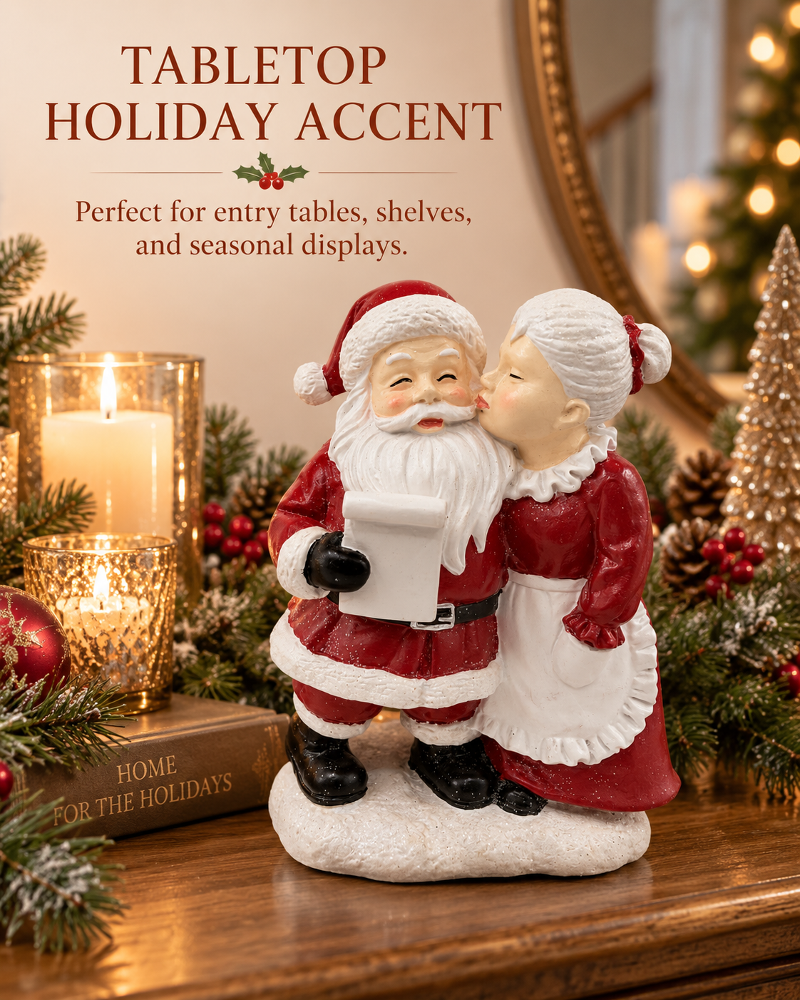 Mrs. Claus Resin Christmas Figurine Seasonal Décor Gift