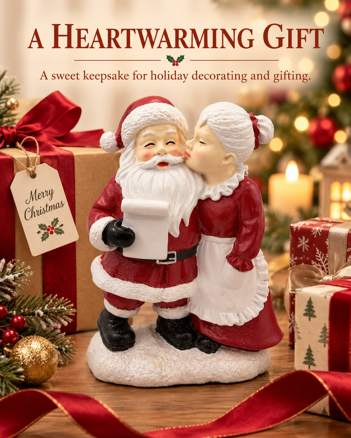 Mrs. Claus Resin Christmas Figurine Seasonal Décor Gift