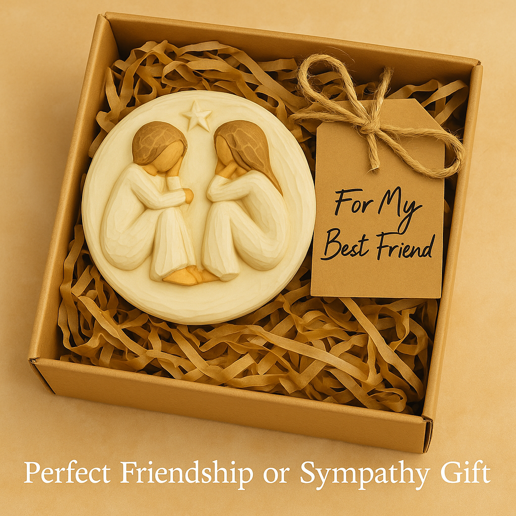 Forever Friends Resin Keepsake Box – Hand-Painted Friendship Gift Box with Two Angel Figures, 3” x 2”H – Sentimental Gift for Women, Best Friends, Birthday, or Sympathy (Friendship)