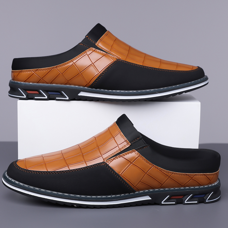 Men's Fashion Calfskin Leather Slippers