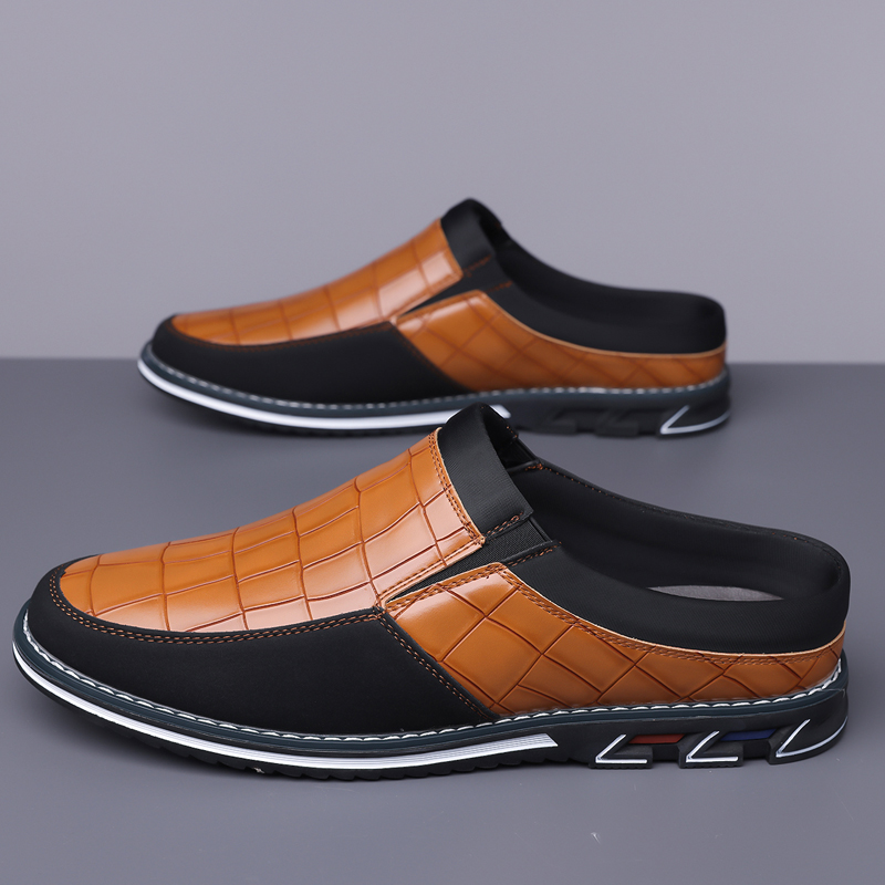 Men's Fashion Calfskin Leather Slippers