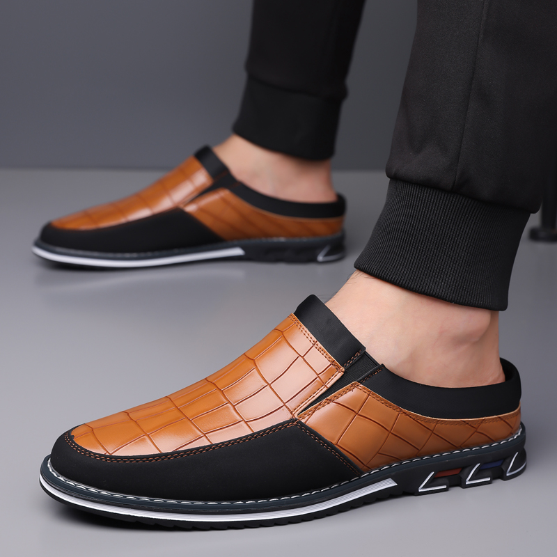 Men's Fashion Calfskin Leather Slippers
