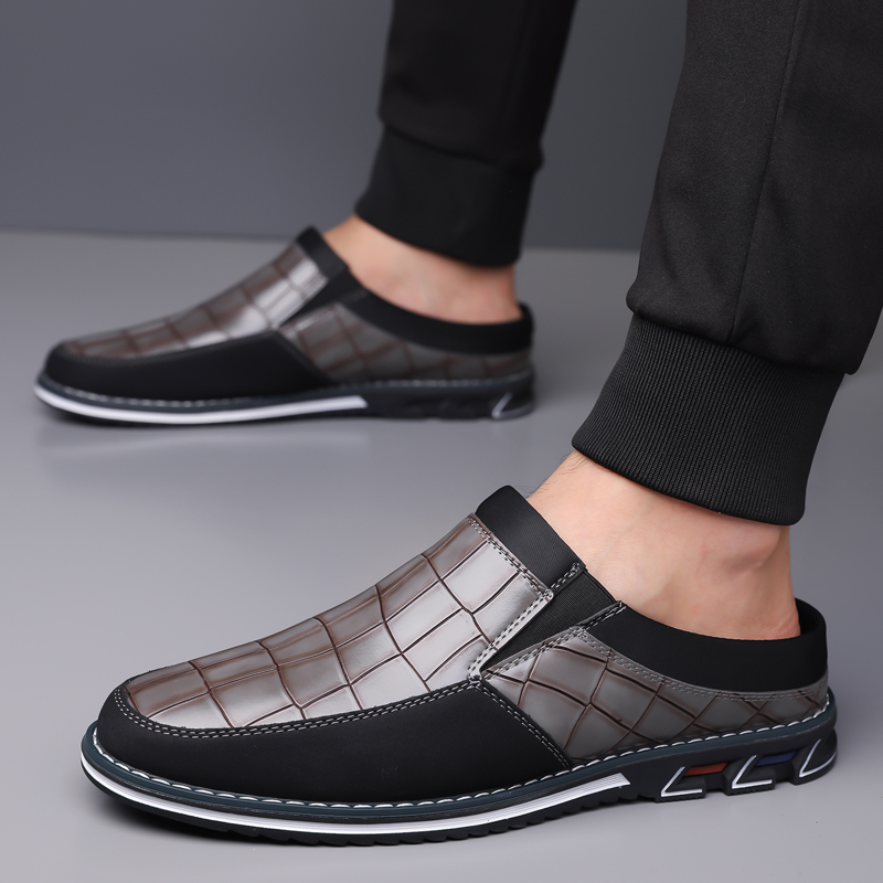 Men's Fashion Calfskin Leather Slippers