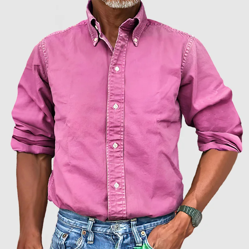 Men's Vintage Premium Washed Long Sleeve Shirt