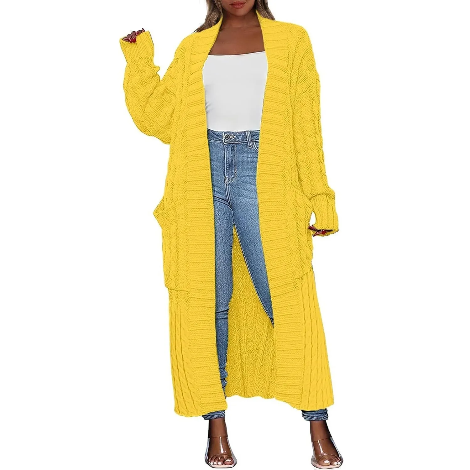 Women's Long Cardigan Oversized Coat Long Sleeve Open Cardigan Knitted Extra