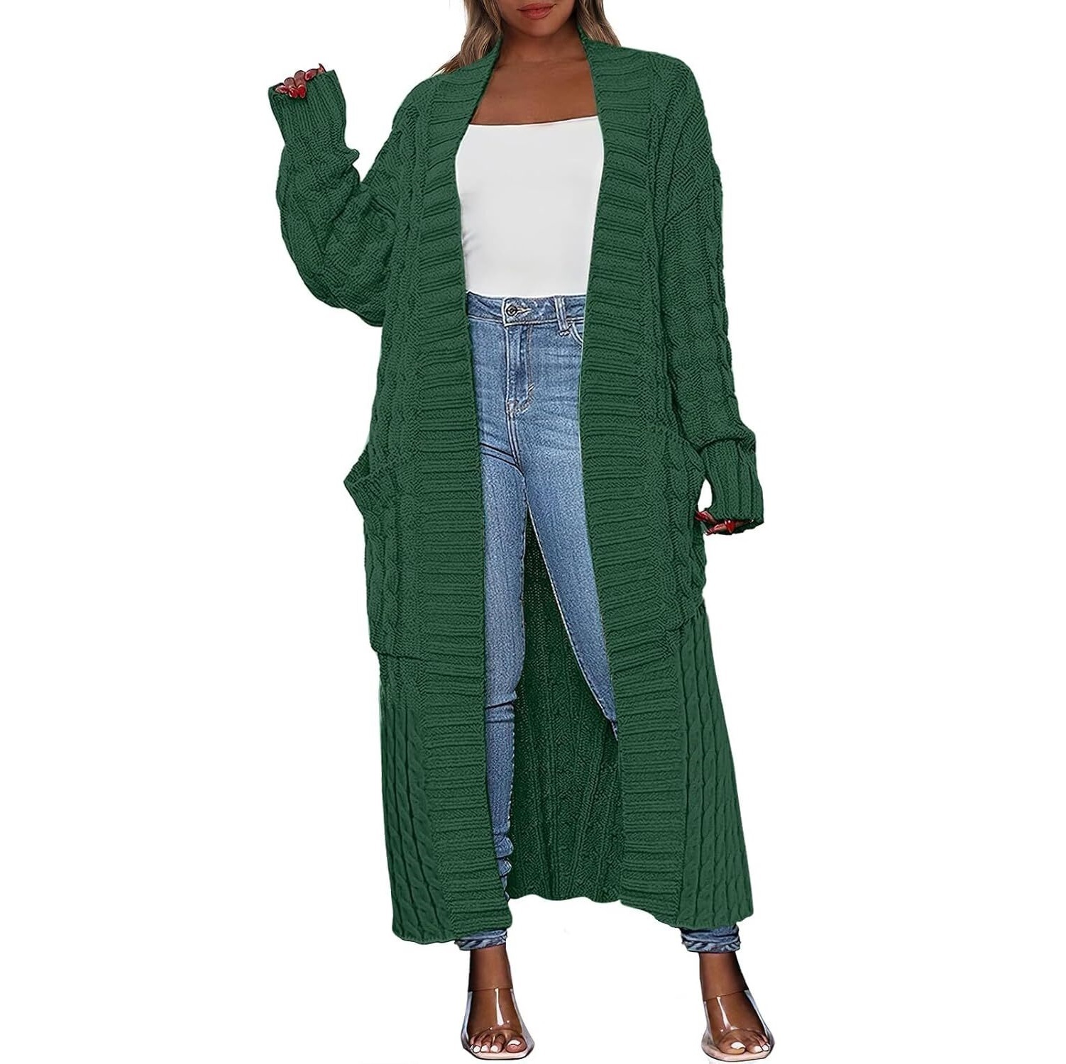 Women's Long Cardigan Oversized Coat Long Sleeve Open Cardigan Knitted Extra
