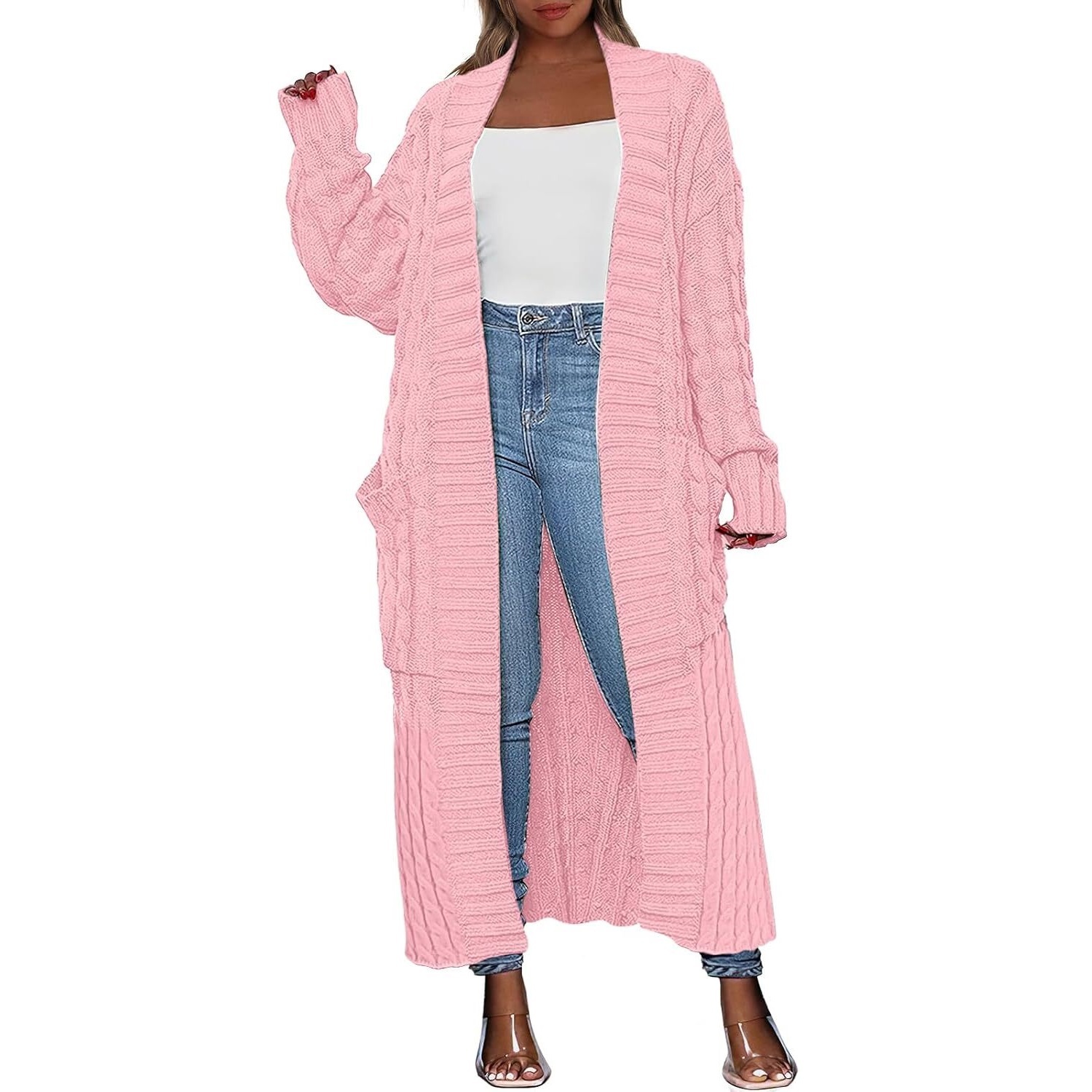 Women's Long Cardigan Oversized Coat Long Sleeve Open Cardigan Knitted Extra