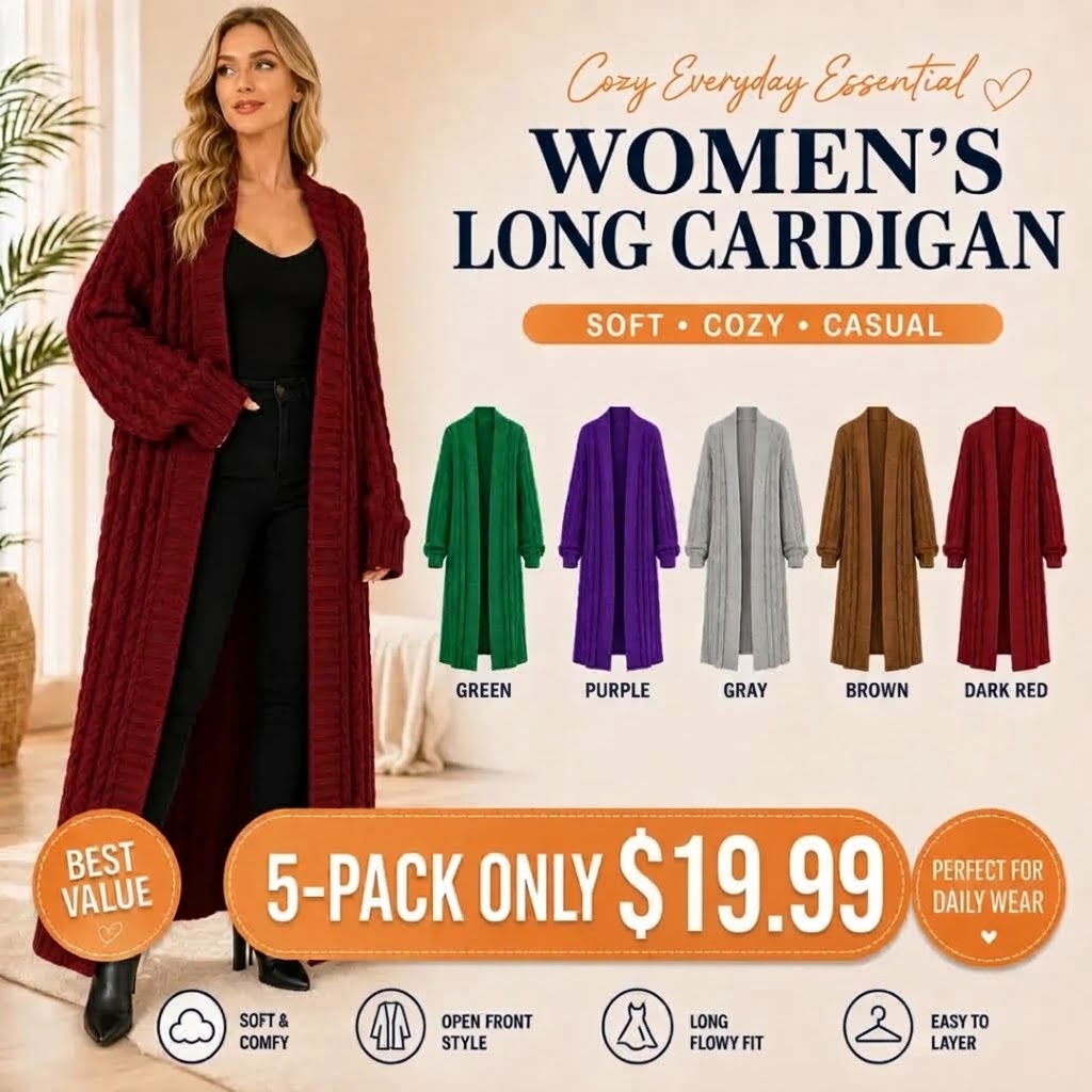 Women's Long Cardigan Oversized Coat Long Sleeve Open Cardigan Knitted Extra