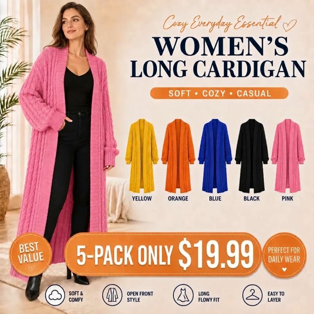 Women's Long Cardigan Oversized Coat Long Sleeve Open Cardigan Knitted Extra