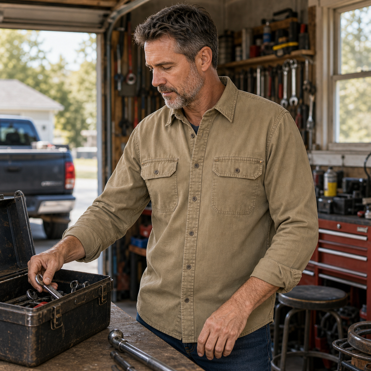 Men's Rugged Long Sleeve Twill Work Shirts