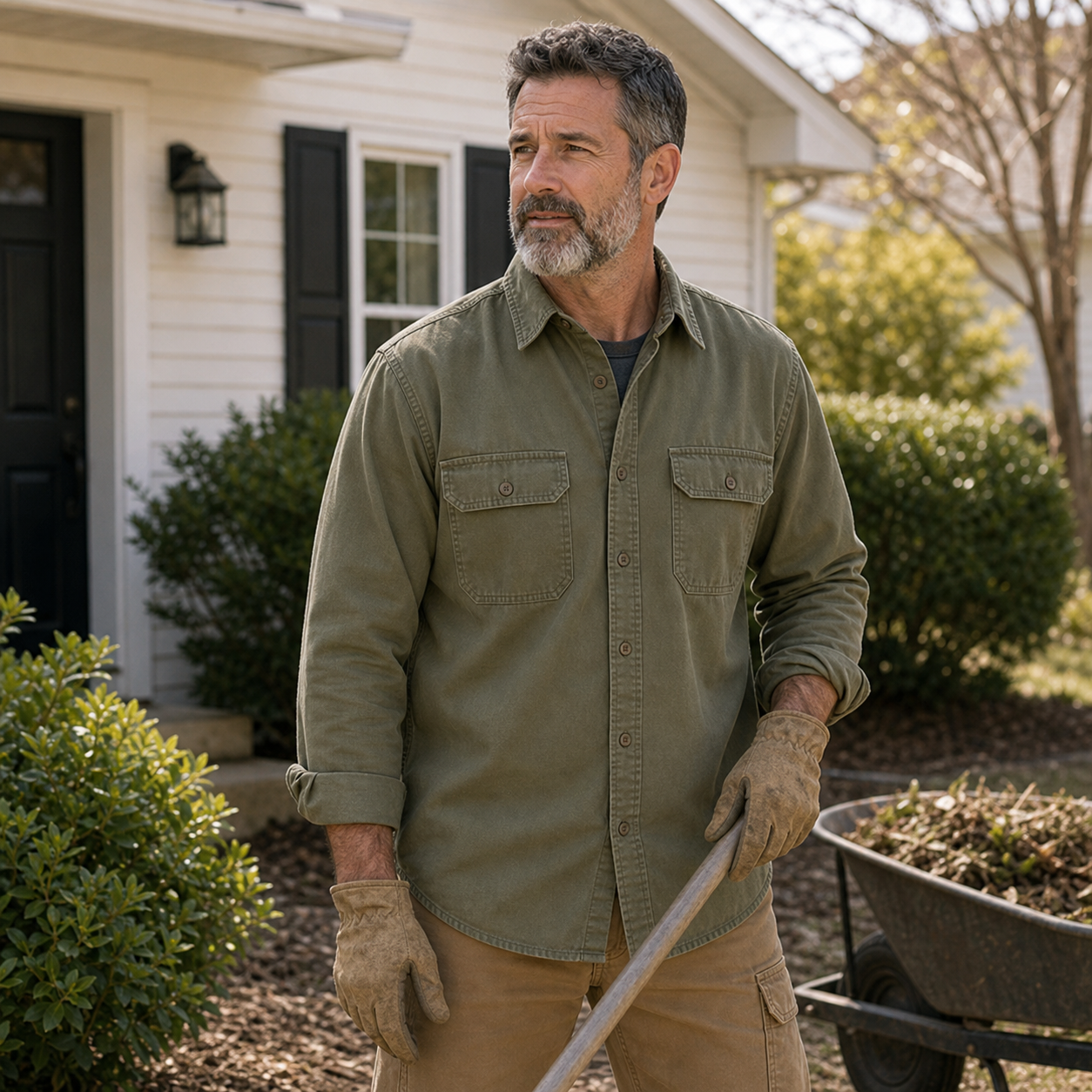 Men's Rugged Long Sleeve Twill Work Shirts