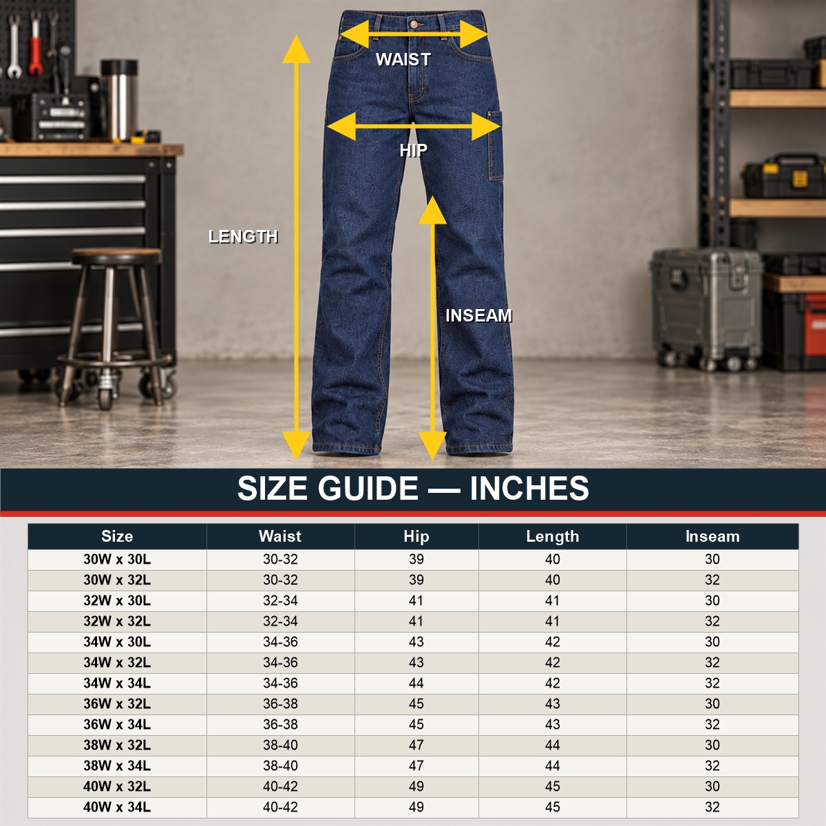 Men's Utility Denim Work Jeans with Gusset & Phone Pocket Multipacks product image 10
