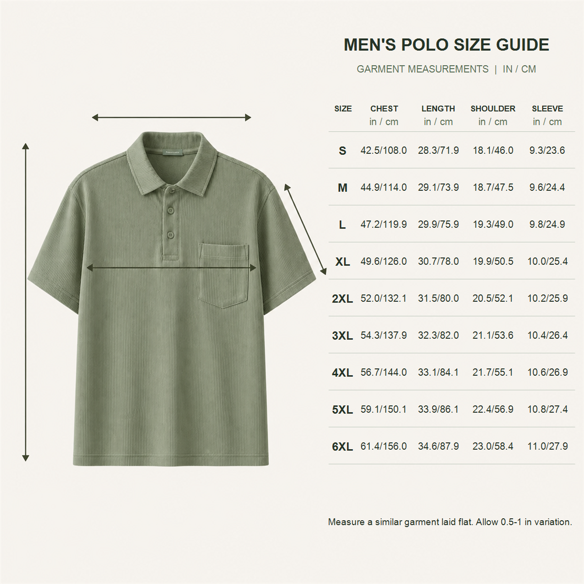 Men's lightweight ribbed pocket polo detail 5