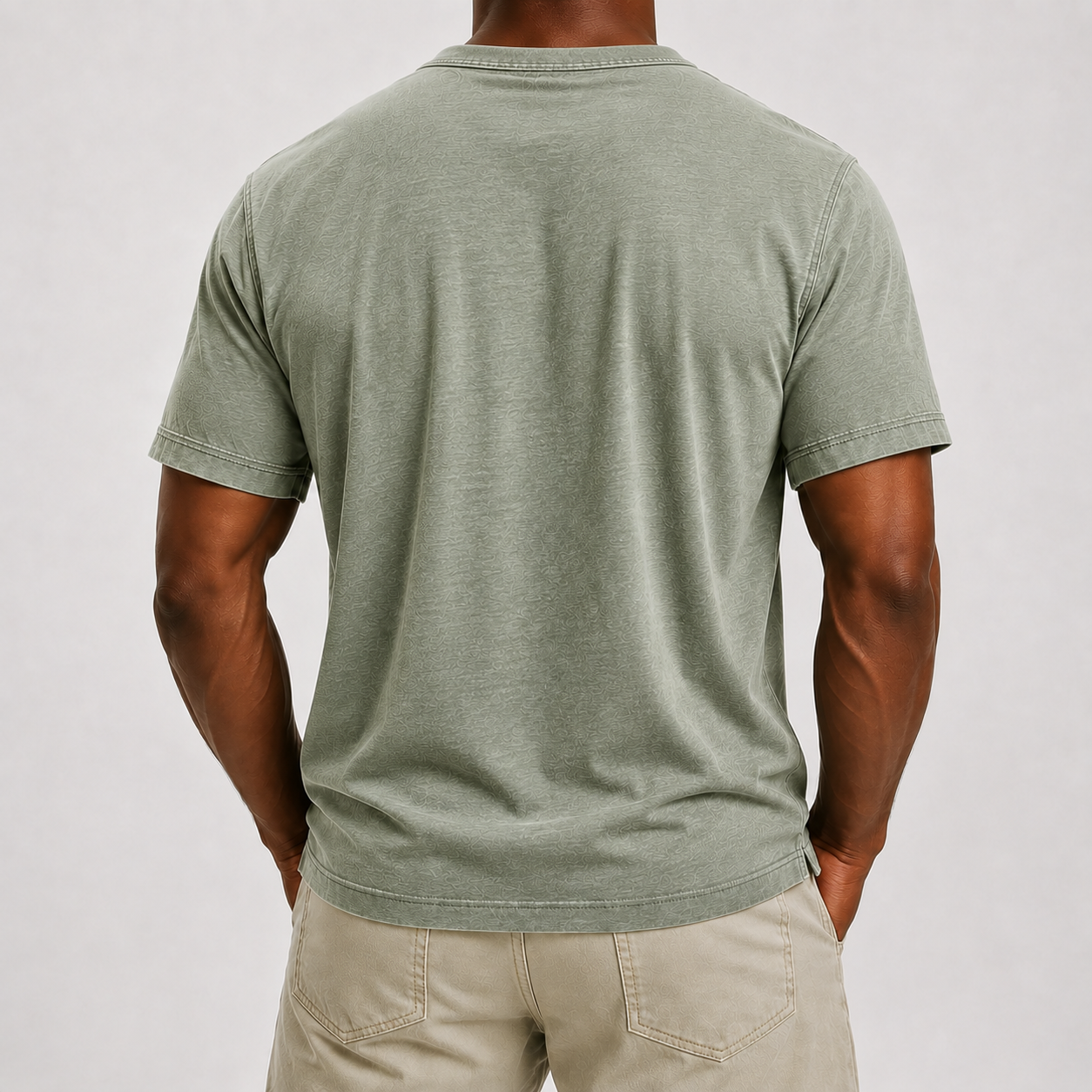 Men's washed crewneck pocket T-shirt detail 15