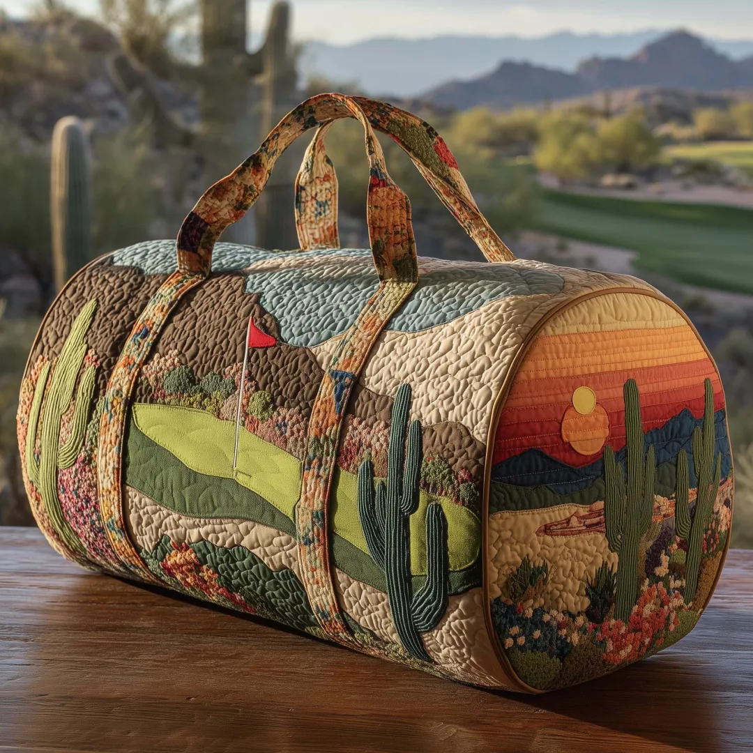 Hippie Pumpkin Quilted Travel Bag